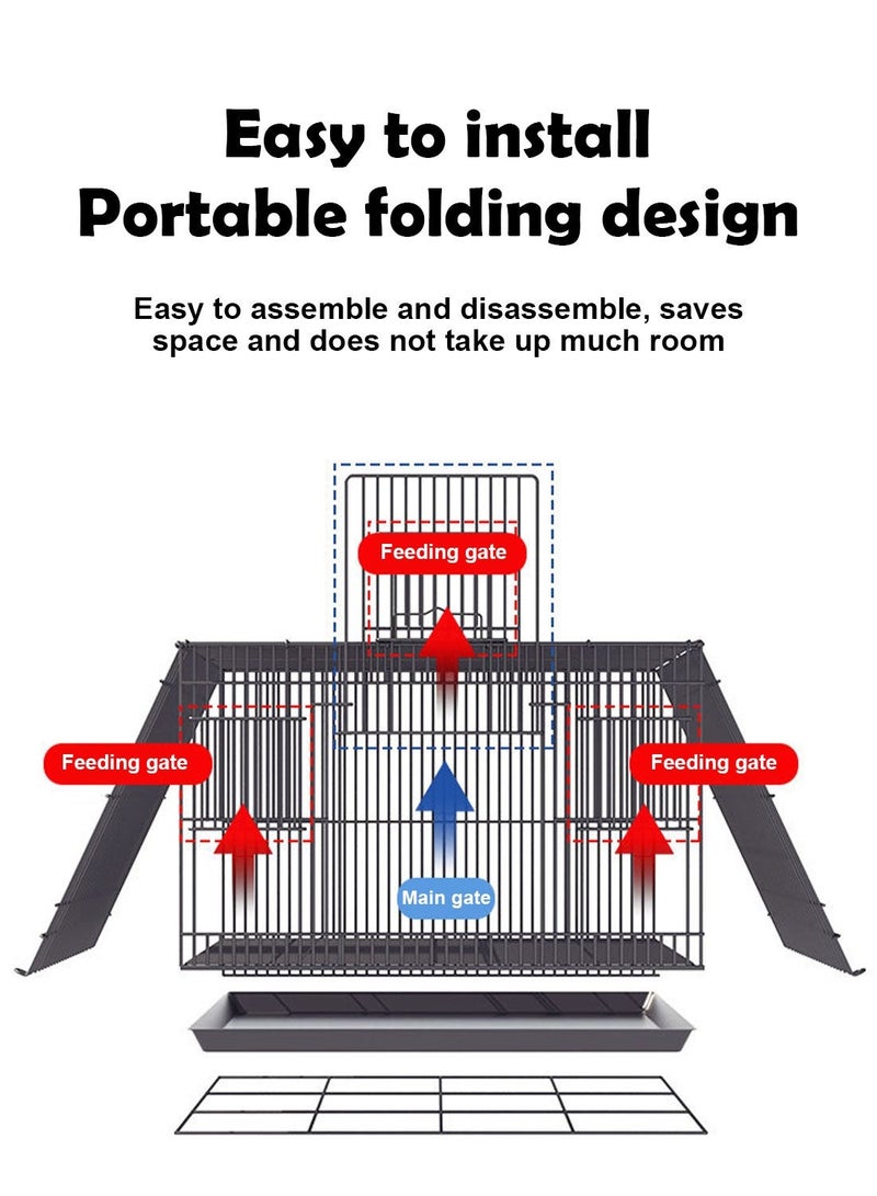 Kidle Portable Bird Cage Metal Parrot Cage Pigeon Cage with Feeding Bowls for 1-3 Birds - Image 5